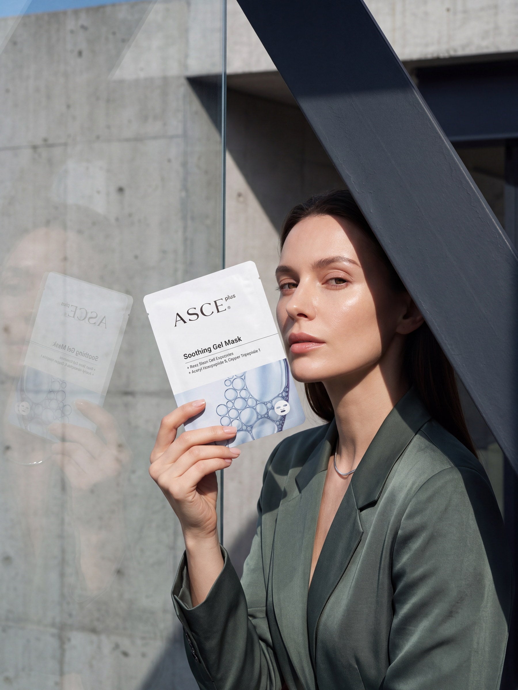 ExoCoBio ASCE+ Soothing Gel Mask en uso