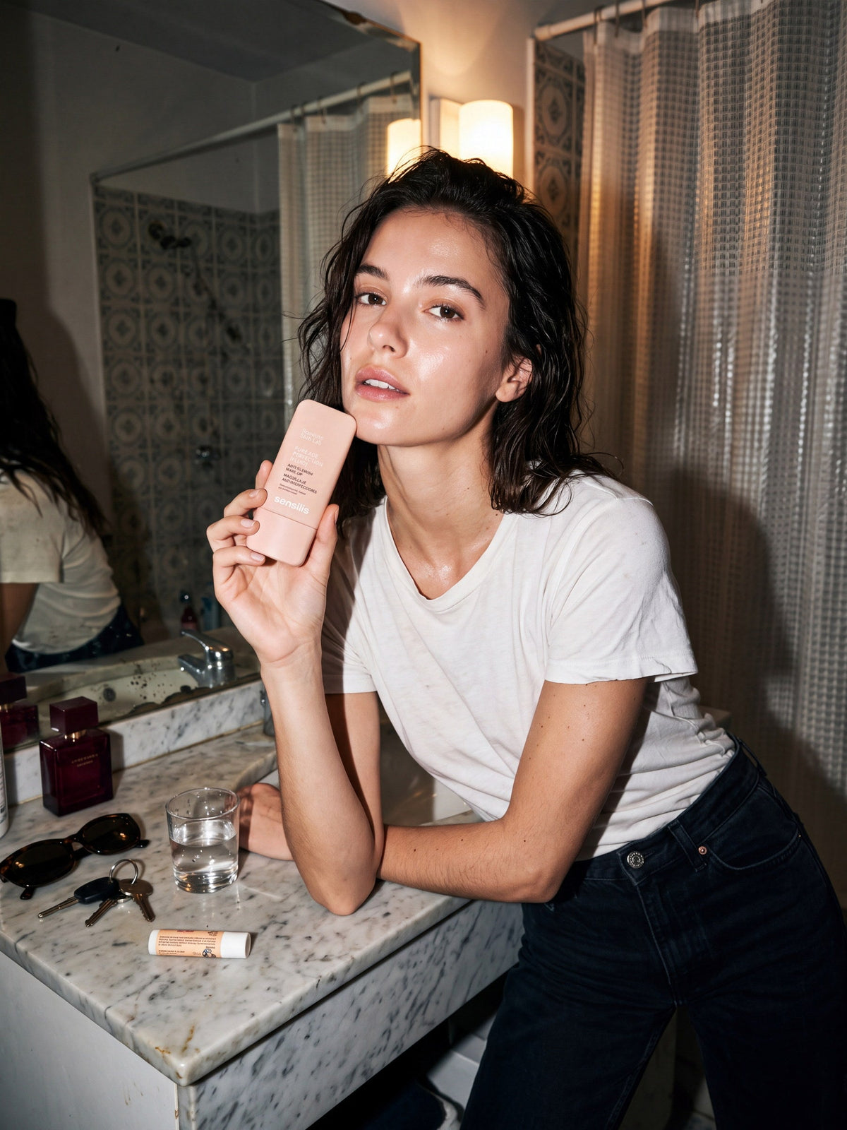 SSS Makeup Anti-Blemish Pure AGE 04 Peche Dore en uso